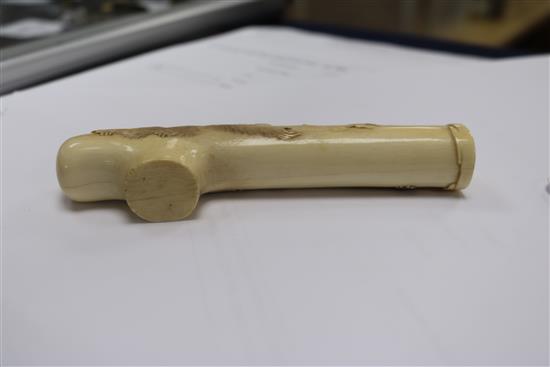 A Japanese ivory cane handle